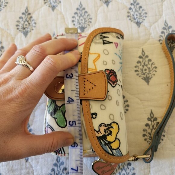 Dooney & Bourke Disney Sketch Wristlet Mickey Minnie Tinker Bell RARE